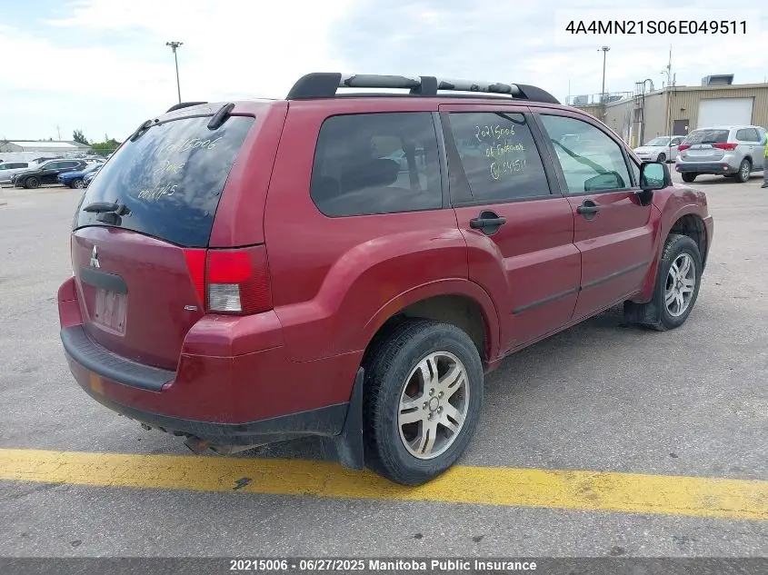 2006 Mitsubishi Endeavor Ls VIN: 4A4MN21S06E049511 Lot: 20215006