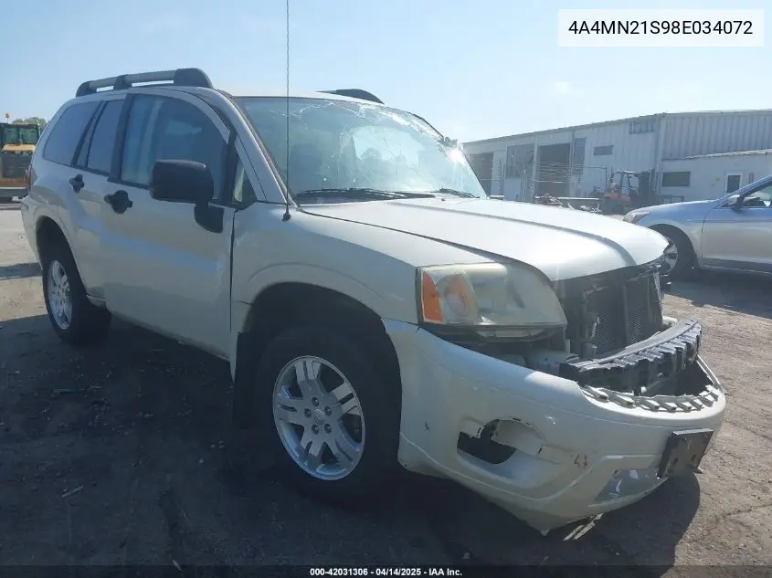2008 Mitsubishi Endeavor Ls VIN: 4A4MN21S98E034072 Lot: 42031306