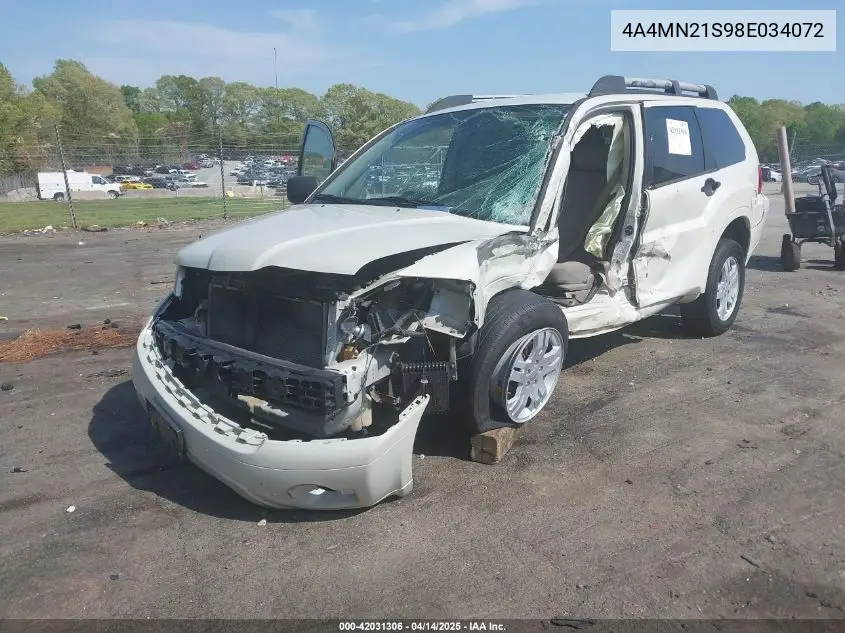 2008 Mitsubishi Endeavor Ls VIN: 4A4MN21S98E034072 Lot: 42031306