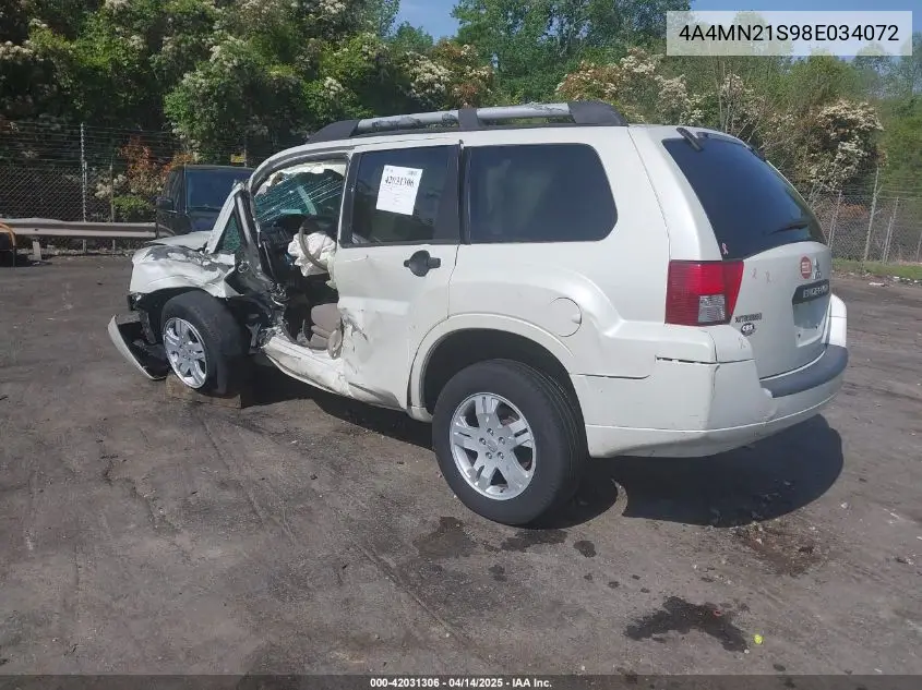 2008 Mitsubishi Endeavor Ls VIN: 4A4MN21S98E034072 Lot: 42031306