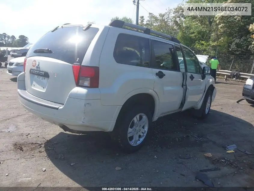 2008 Mitsubishi Endeavor Ls VIN: 4A4MN21S98E034072 Lot: 42031306