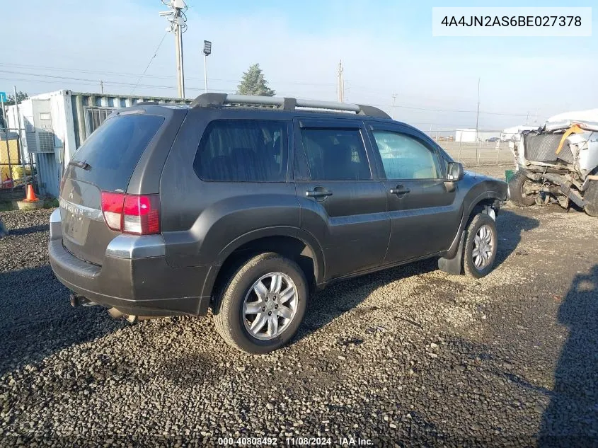 2011 Mitsubishi Endeavor VIN: 4A4JN2AS6BE027378 Lot: 40808492