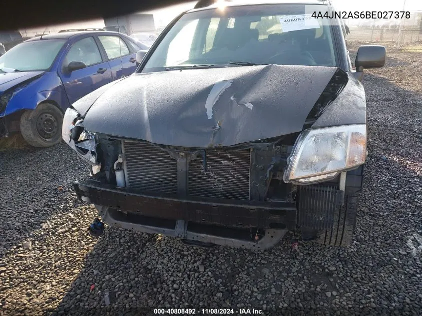 2011 Mitsubishi Endeavor VIN: 4A4JN2AS6BE027378 Lot: 40808492