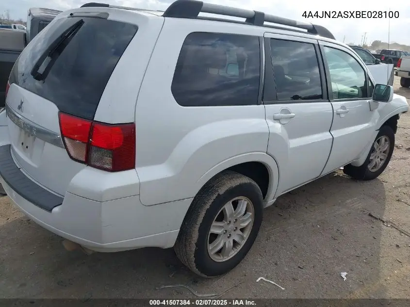 2011 Mitsubishi Endeavor VIN: 4A4JN2ASXBE028100 Lot: 41507384