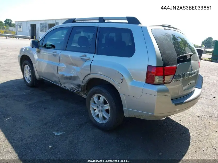 2011 Mitsubishi Endeavor VIN: 4A4JN2AS3BE033851 Lot: 42564323