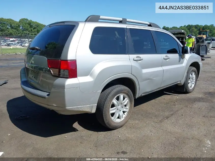 2011 Mitsubishi Endeavor VIN: 4A4JN2AS3BE033851 Lot: 42564323