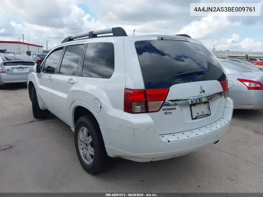 2011 Mitsubishi Endeavor VIN: 4A4JN2AS3BE009761 Lot: 42581572