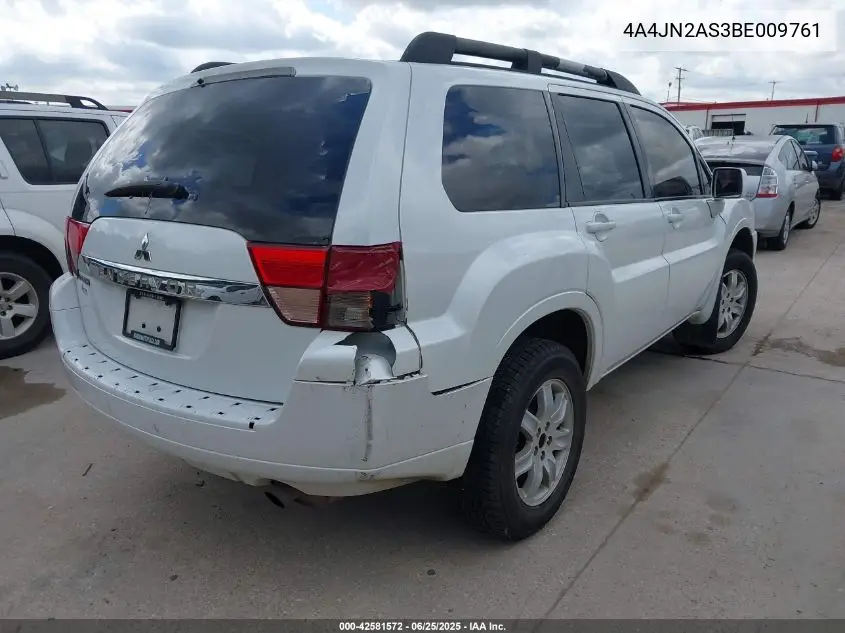 2011 Mitsubishi Endeavor VIN: 4A4JN2AS3BE009761 Lot: 42581572