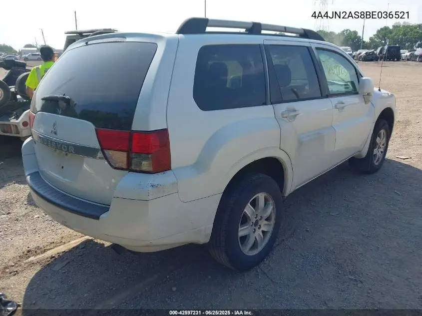 2011 Mitsubishi Endeavor VIN: 4A4JN2AS8BE036521 Lot: 42597231