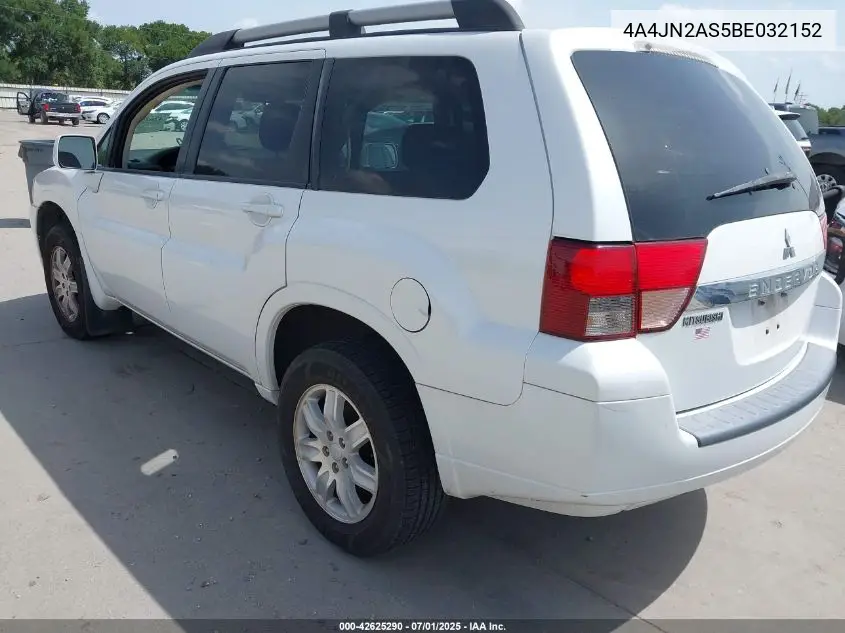 2011 Mitsubishi Endeavor VIN: 4A4JN2AS5BE032152 Lot: 42625290