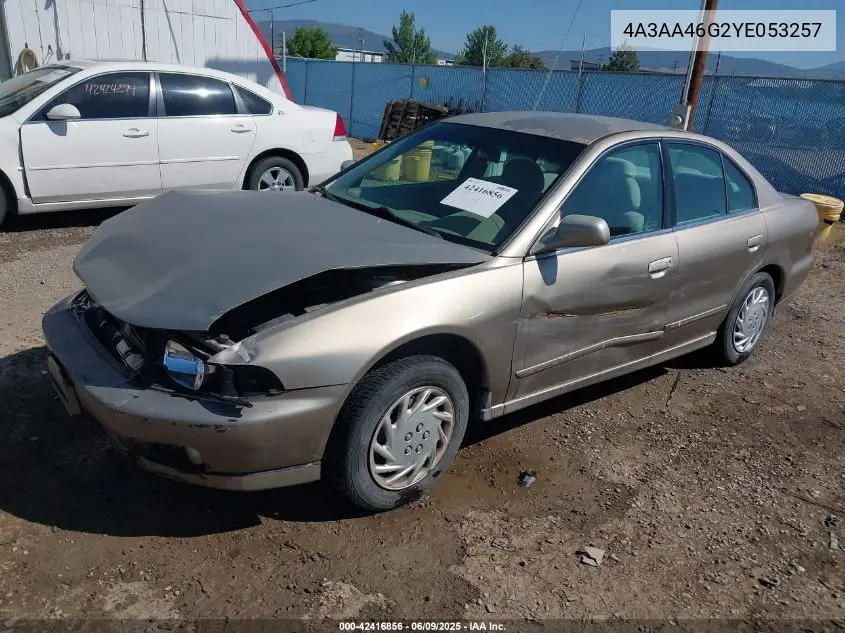 2000 Mitsubishi Galant Es VIN: 4A3AA46G2YE053257 Lot: 42416856