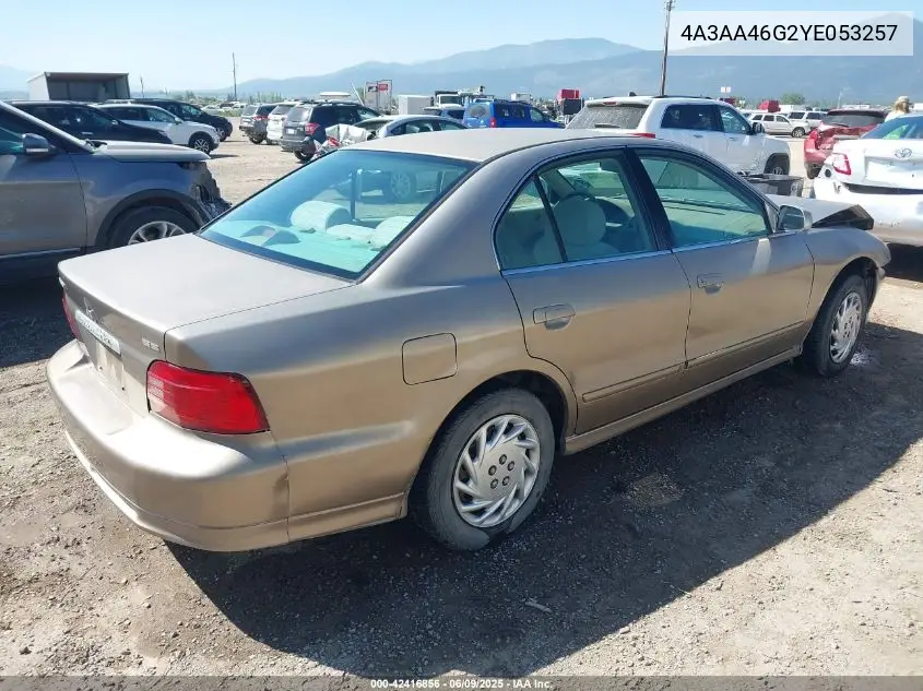 2000 Mitsubishi Galant Es VIN: 4A3AA46G2YE053257 Lot: 42416856