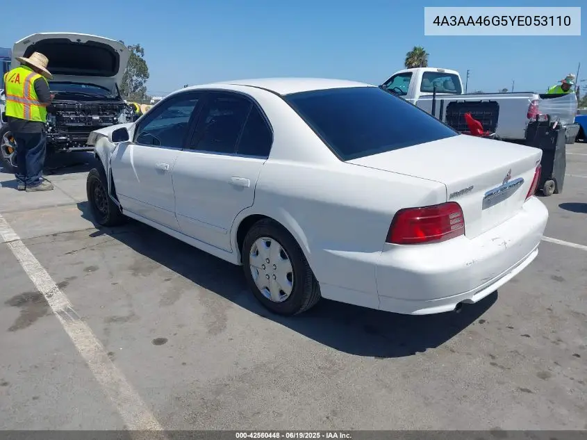 2000 Mitsubishi Galant Es VIN: 4A3AA46G5YE053110 Lot: 42560448