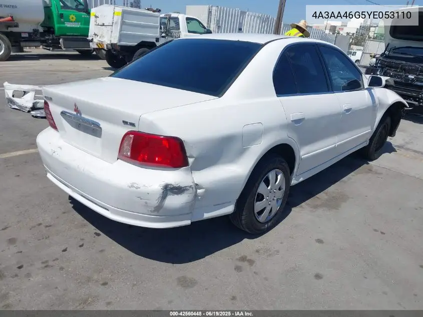 2000 Mitsubishi Galant Es VIN: 4A3AA46G5YE053110 Lot: 42560448