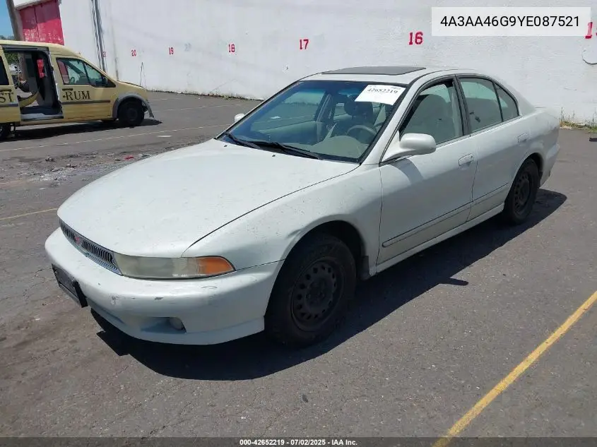 2000 Mitsubishi Galant Es VIN: 4A3AA46G9YE087521 Lot: 42652219