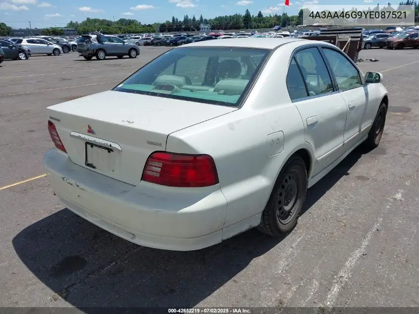 2000 Mitsubishi Galant Es VIN: 4A3AA46G9YE087521 Lot: 42652219