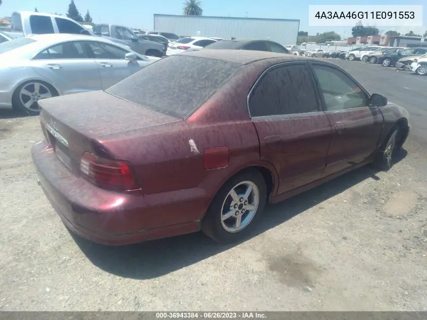 2001 Mitsubishi Galant Es VIN: 4A3AA46G11E091553 Lot: 36943384