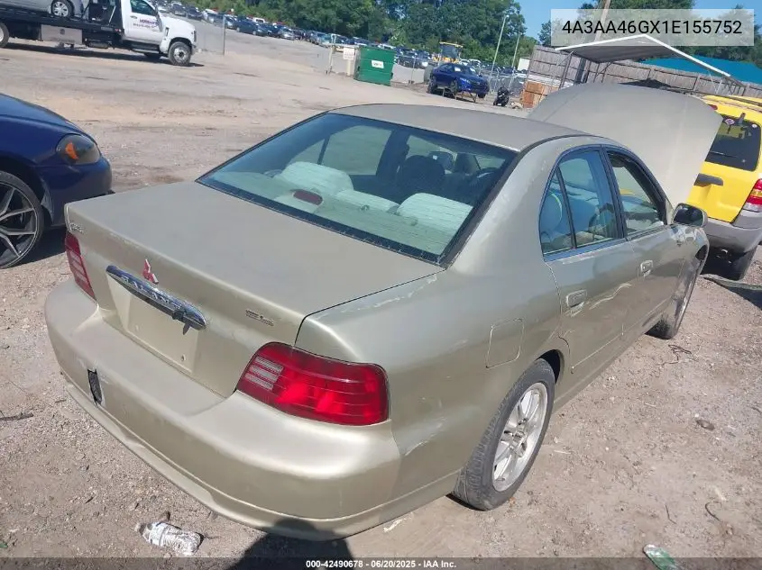 2001 Mitsubishi Galant Es VIN: 4A3AA46GX1E155752 Lot: 42490678