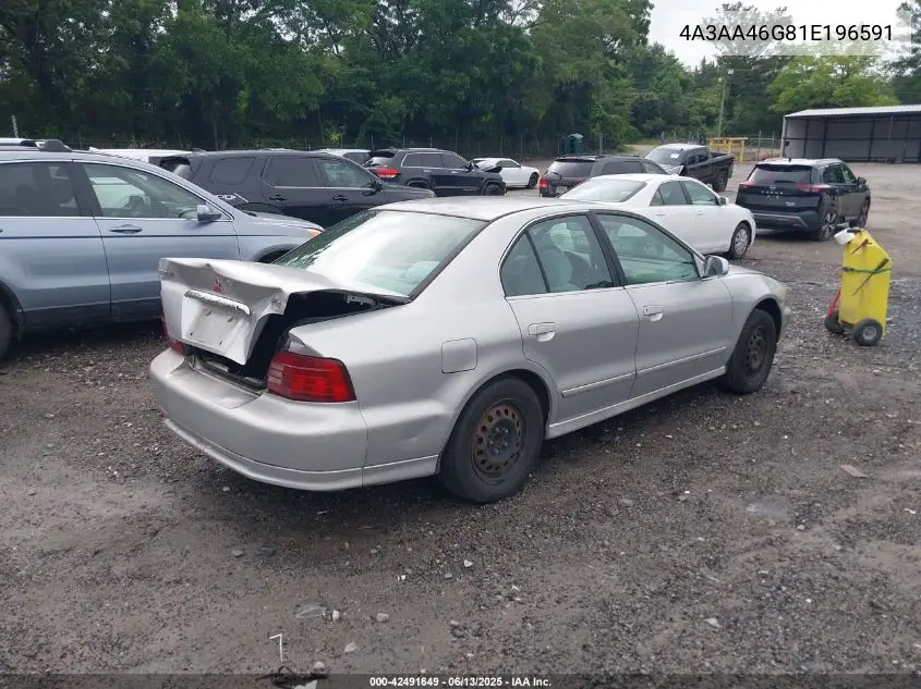 2001 Mitsubishi Galant Es VIN: 4A3AA46G81E196591 Lot: 42491649
