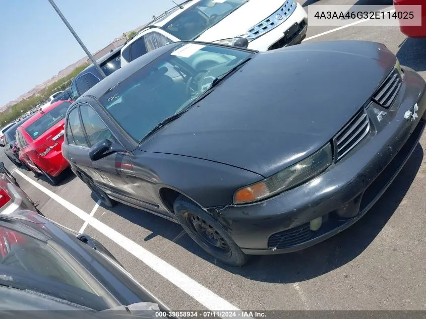 2002 Mitsubishi Galant Es/Ls VIN: 4A3AA46G32E114025 Lot: 39858934