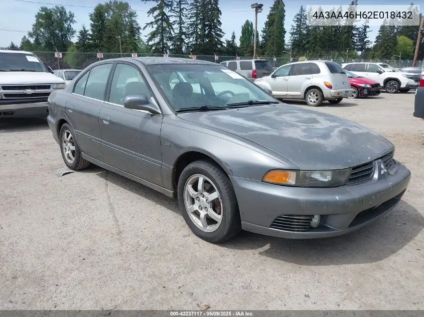 2002 Mitsubishi Galant Es V6/Gtz/Ls V6 VIN: 4A3AA46H62E018432 Lot: 42237117