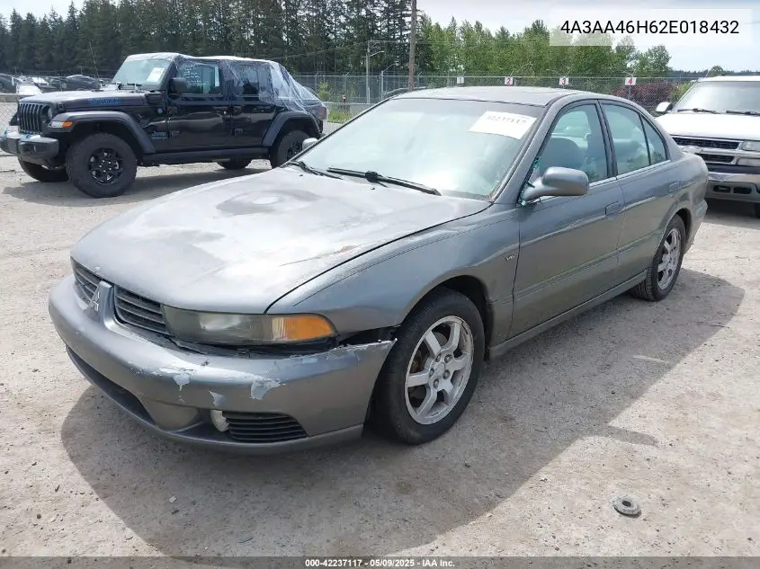 2002 Mitsubishi Galant Es V6/Gtz/Ls V6 VIN: 4A3AA46H62E018432 Lot: 42237117