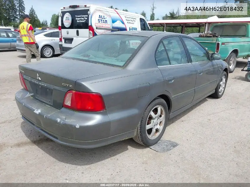 2002 Mitsubishi Galant Es V6/Gtz/Ls V6 VIN: 4A3AA46H62E018432 Lot: 42237117