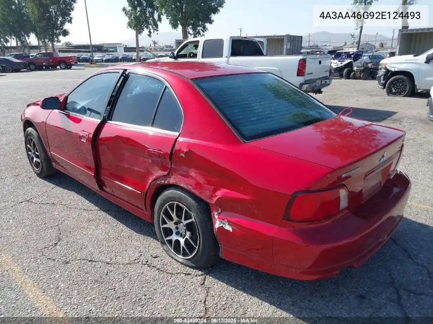 2002 Mitsubishi Galant Es/Ls VIN: 4A3AA46G92E124493 Lot: 42489324