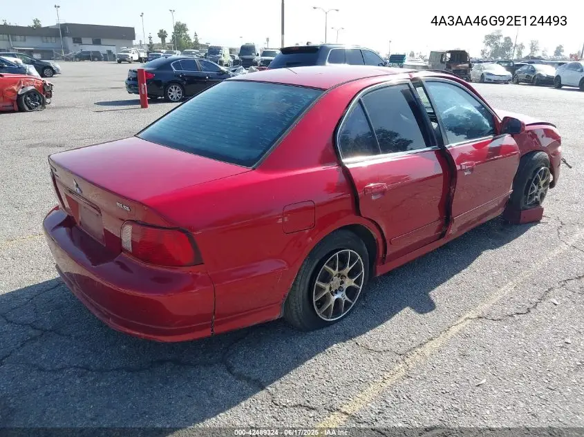2002 Mitsubishi Galant Es/Ls VIN: 4A3AA46G92E124493 Lot: 42489324