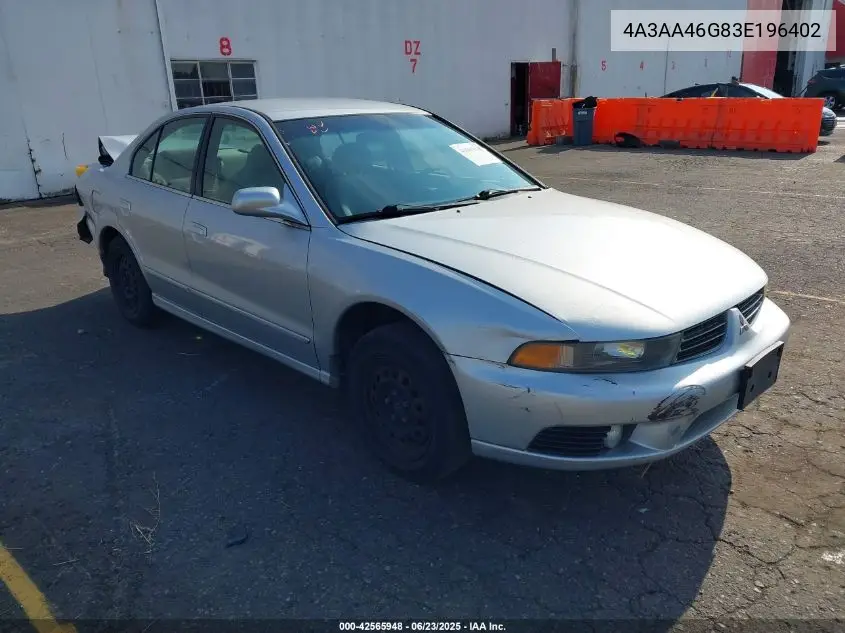 2003 Mitsubishi Galant Es/Ls VIN: 4A3AA46G83E196402 Lot: 42565948