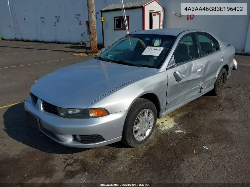 2003 Mitsubishi Galant Es/Ls VIN: 4A3AA46G83E196402 Lot: 42565948