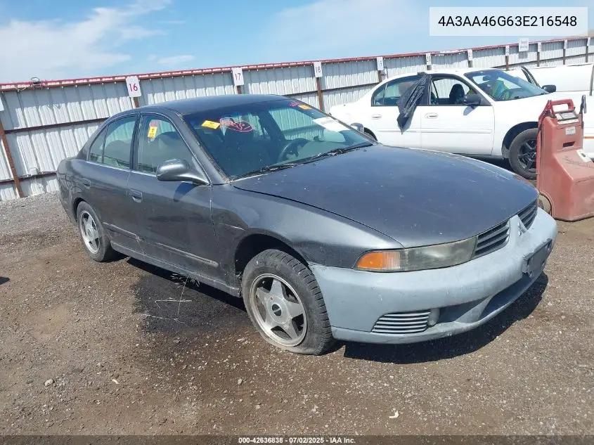 2003 Mitsubishi Galant Es/Ls VIN: 4A3AA46G63E216548 Lot: 42636838