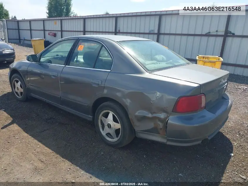 2003 Mitsubishi Galant Es/Ls VIN: 4A3AA46G63E216548 Lot: 42636838