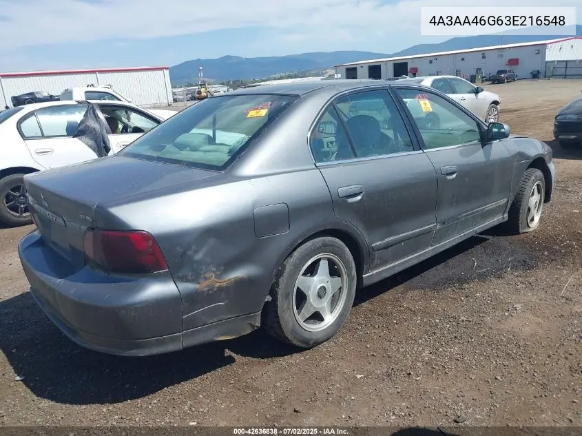 2003 Mitsubishi Galant Es/Ls VIN: 4A3AA46G63E216548 Lot: 42636838