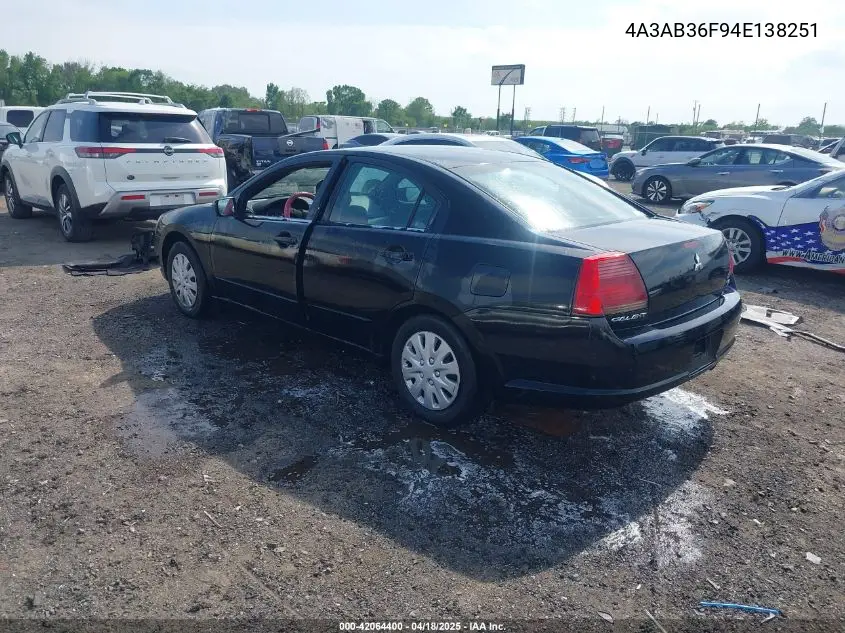 2004 Mitsubishi Galant Es VIN: 4A3AB36F94E138251 Lot: 42064400