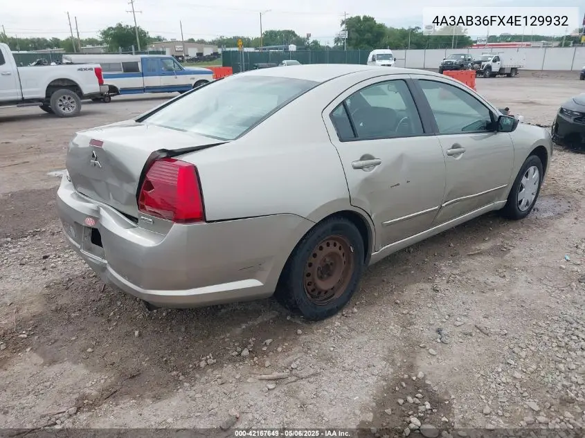 2004 Mitsubishi Galant Es VIN: 4A3AB36FX4E129932 Lot: 42167649