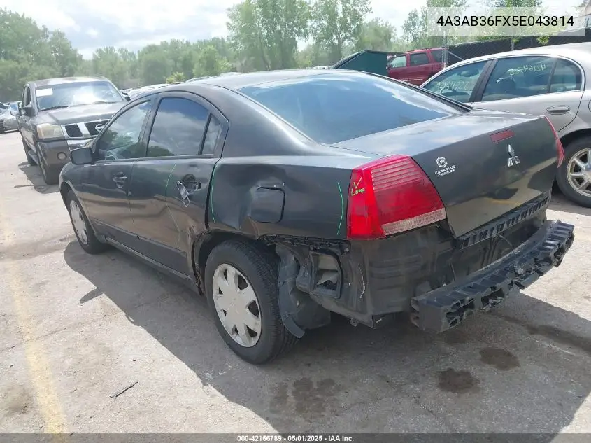 2005 Mitsubishi Galant Es/Se VIN: 4A3AB36FX5E043814 Lot: 42166789