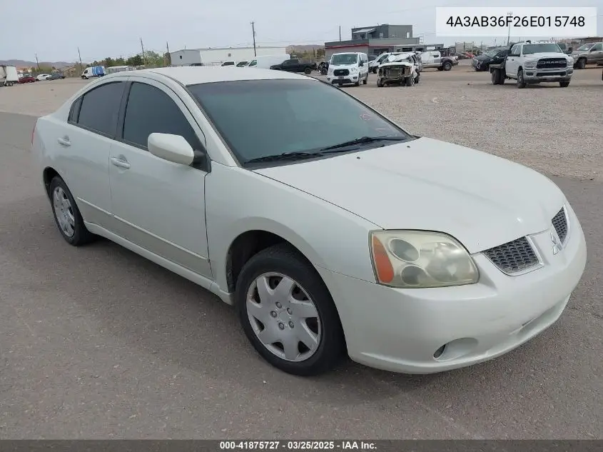 2006 Mitsubishi Galant Es/Se VIN: 4A3AB36F26E015748 Lot: 41875727