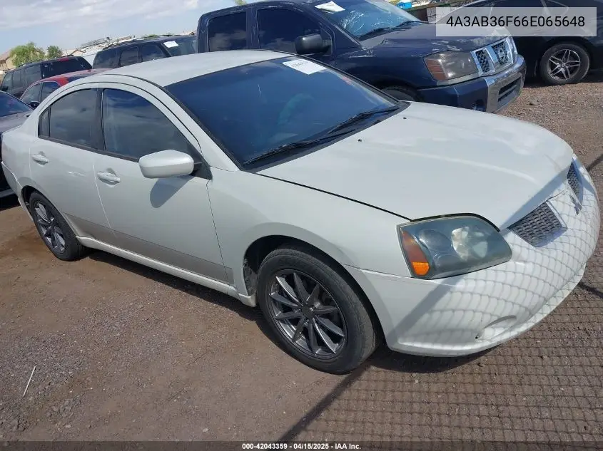 2006 Mitsubishi Galant Es/Se VIN: 4A3AB36F66E065648 Lot: 42043359