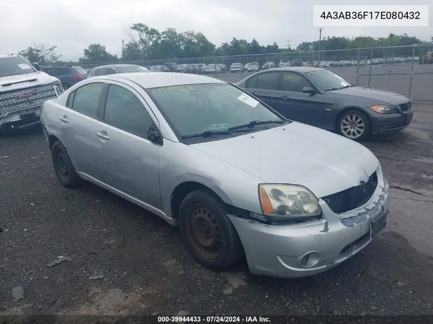 2007 Mitsubishi Galant Es/Se VIN: 4A3AB36F17E080432 Lot: 39944433