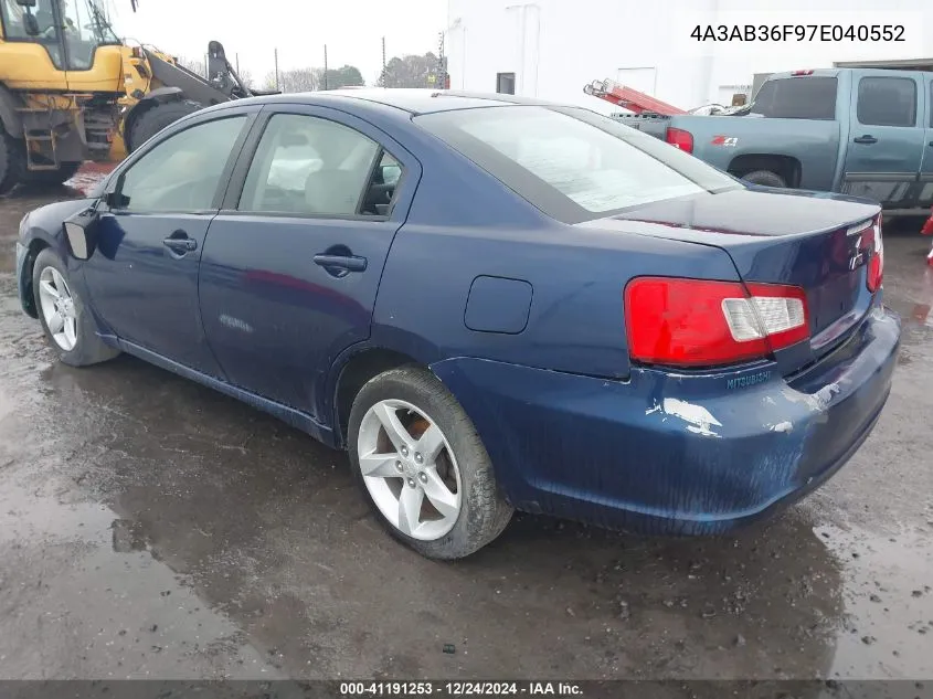 2007 Mitsubishi Galant Es/Se VIN: 4A3AB36F97E040552 Lot: 41191253