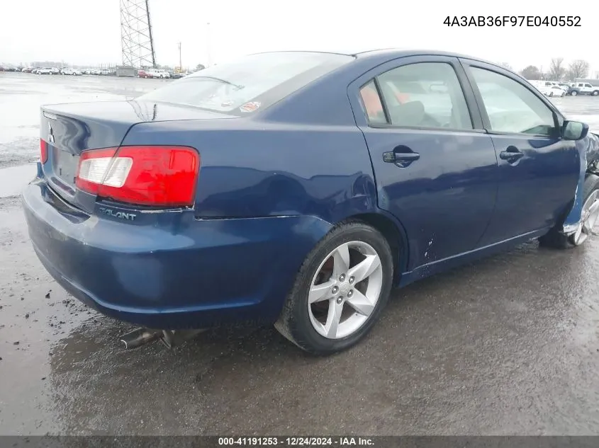 2007 Mitsubishi Galant Es/Se VIN: 4A3AB36F97E040552 Lot: 41191253