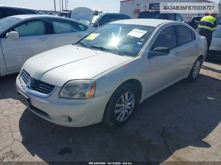2007 Mitsubishi Galant Es/Se VIN: 4A3AB36F87E038727 Lot: 42033489