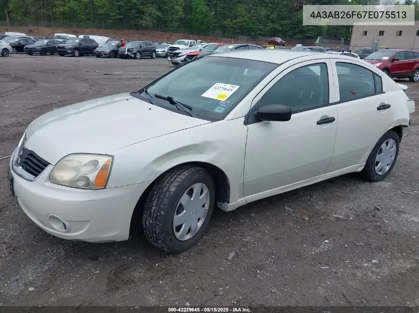 2007 Mitsubishi Galant De VIN: 4A3AB26F67E075513 Lot: 42279645