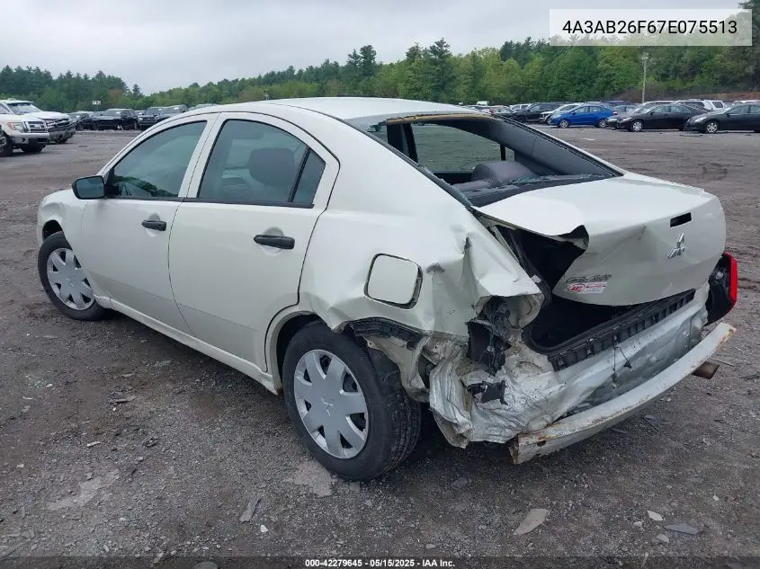 2007 Mitsubishi Galant De VIN: 4A3AB26F67E075513 Lot: 42279645