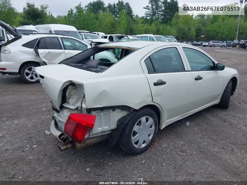 2007 Mitsubishi Galant De VIN: 4A3AB26F67E075513 Lot: 42279645