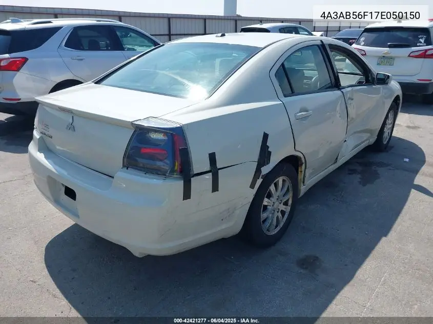 2007 Mitsubishi Galant Es VIN: 4A3AB56F17E050150 Lot: 42421277