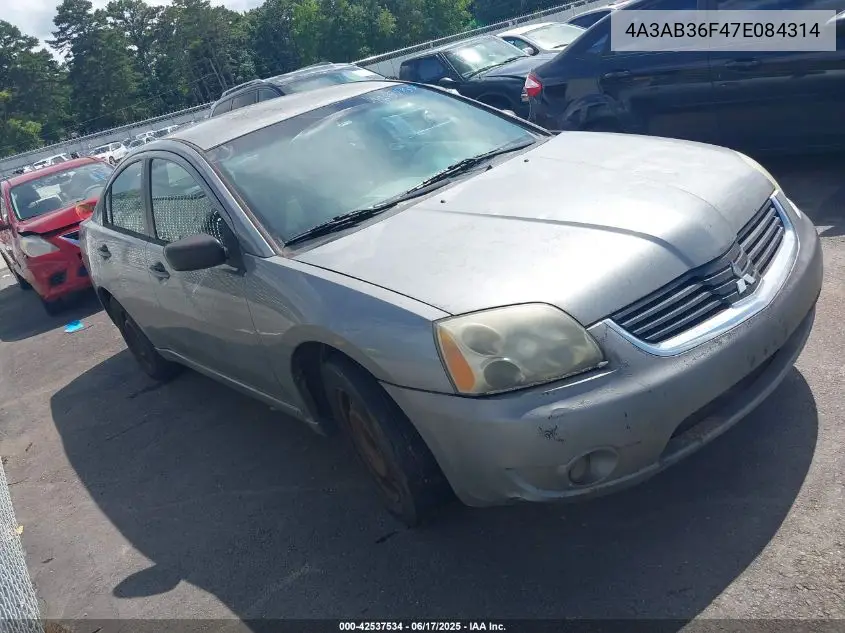 2007 Mitsubishi Galant Es/Se VIN: 4A3AB36F47E084314 Lot: 42537534