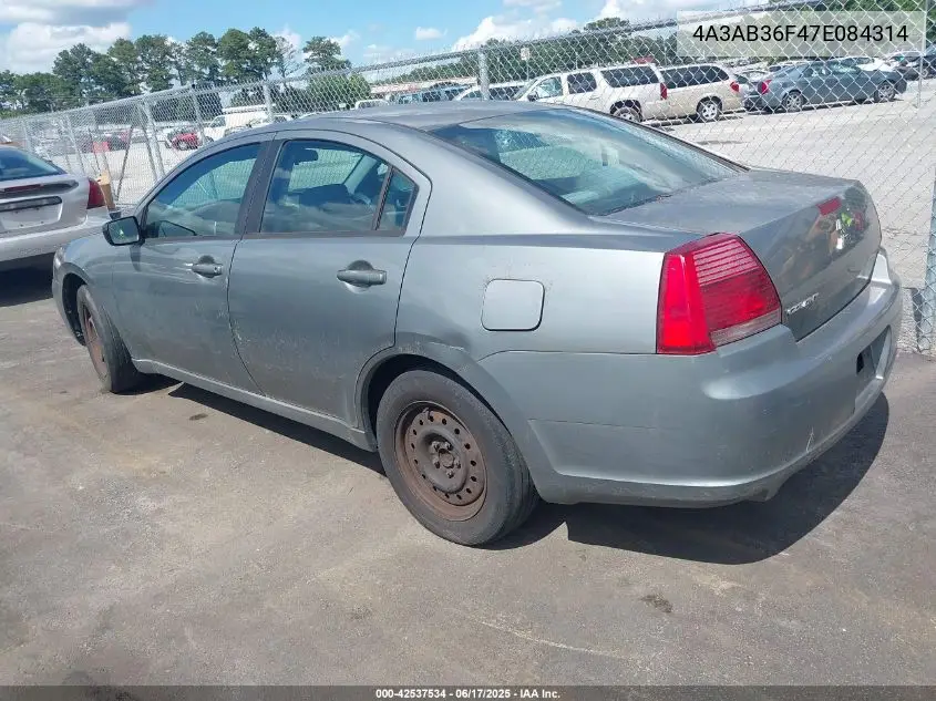2007 Mitsubishi Galant Es/Se VIN: 4A3AB36F47E084314 Lot: 42537534