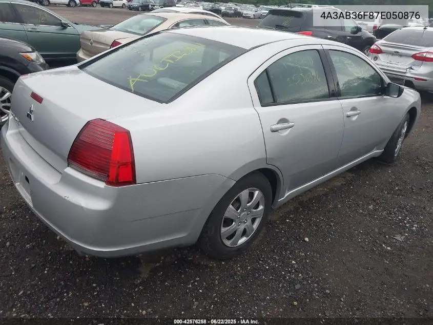 2007 Mitsubishi Galant Es/Se VIN: 4A3AB36F87E050876 Lot: 42576258